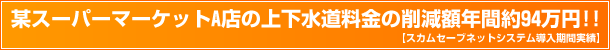 某スーパーマーケットA店の上下水道料金の削減額年間約94万円!!